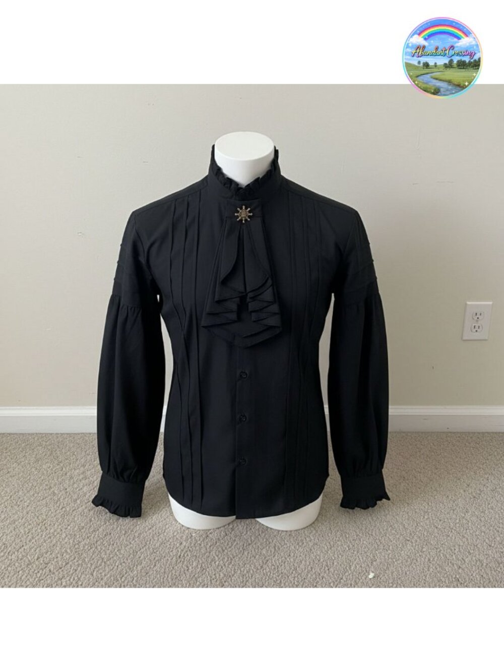 Men's Medieval Renaissance Ruffled Pirate Costume Shirt Long Sleeve Lace Cuffs